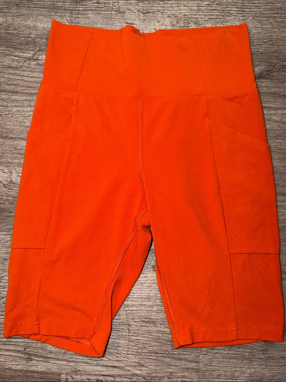 REI Co-op Take Your Time Yoga Bike Shorts Orange High Rise Pockets Medium